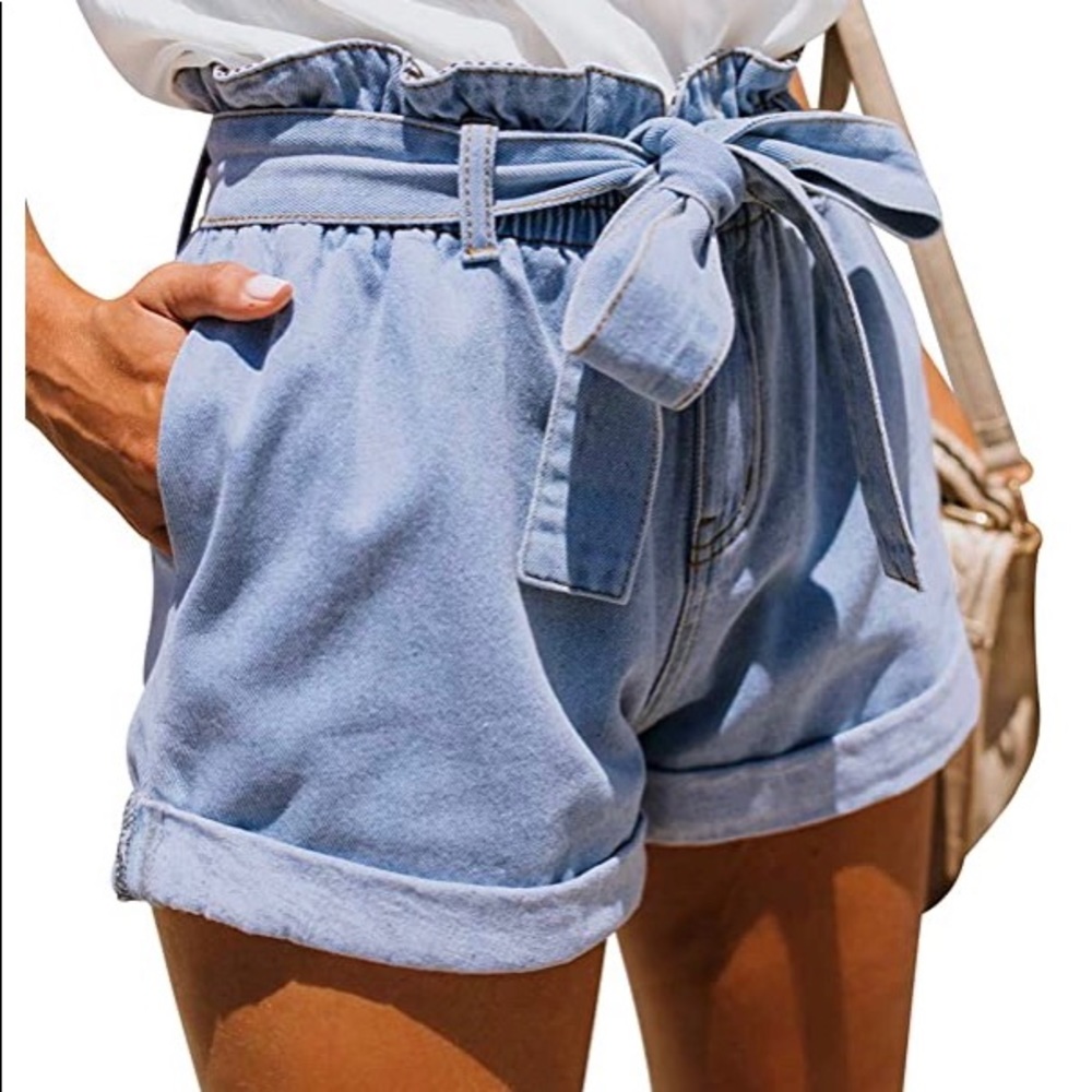 Paper hag denim shorts